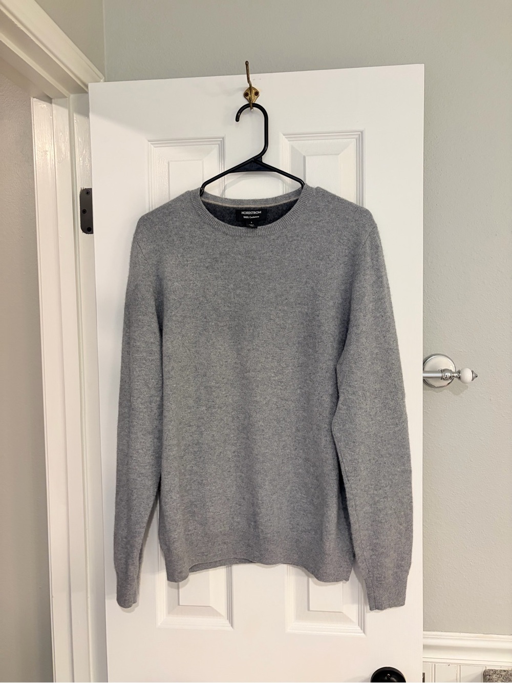 Nordstrom Men’s 100% Cashmere Gray Crewneck Sweater Large L